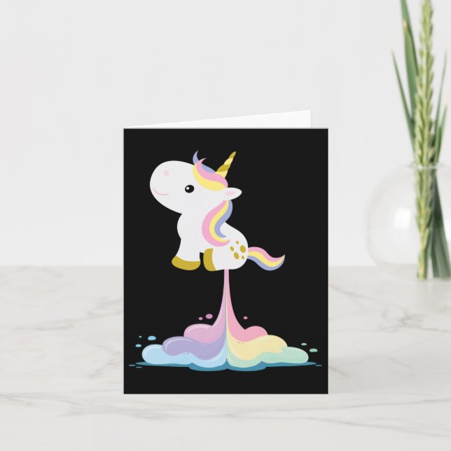 Unicorn Rocket Rainbow Clouds Karte (Vorderseite)