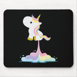Unicorn Rocket Rainbow Clouds Mousepad