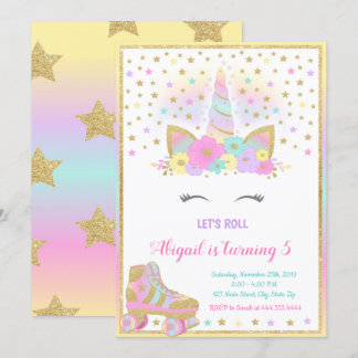 Unicorn-Rollen-Skaten-Einladung, Unicorn Einladung