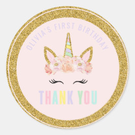 Unicorn Rosa & Gold Gastgeschenk Aufkleber Siegel