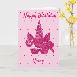 Unicorn rosa Imitate Glitzer niedliche Sonnenbrill Karte