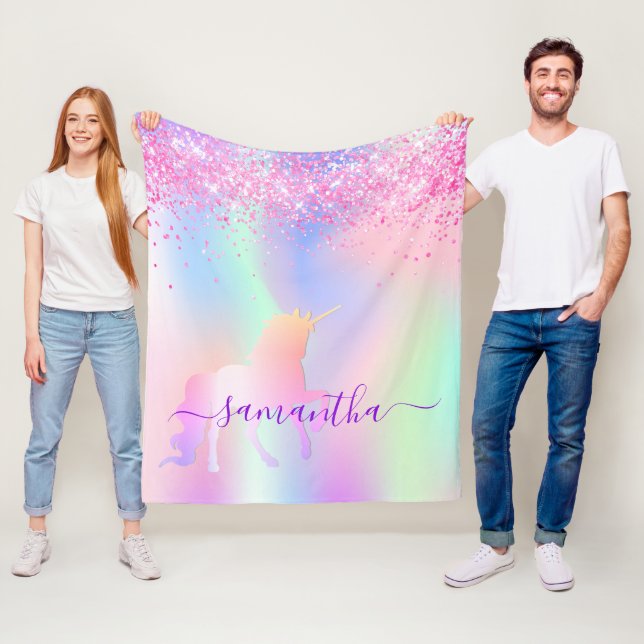 Unicorn-Rosa-lila Namensschrift Fleecedecke (Beispiel)