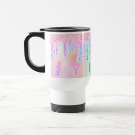 Unicorn rosa lila Tropfen monogramm holografisch Reisebecher