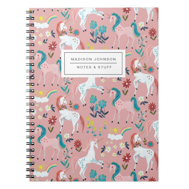Unicorn rosa niedliche magische Regenbogenmädchen Notizblock (Vorderseite)