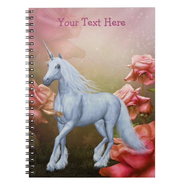 Unicorn Roses Fantasy Horse Notebook Notizblock (Vorderseite)