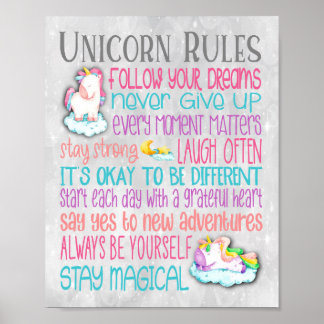 Unicorn Rules Motivierend Quotes Poster - 8x10