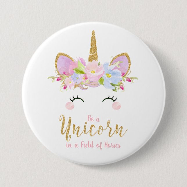 Unicorn-rundes Abzeichen-Inspirational Button (Vorderseite)
