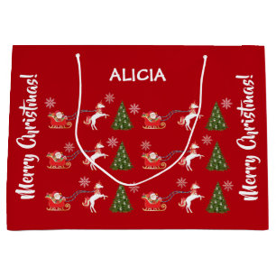 Unicorn Santa Snowflakes Weihnachtsbaum Personalis Große Geschenktüte