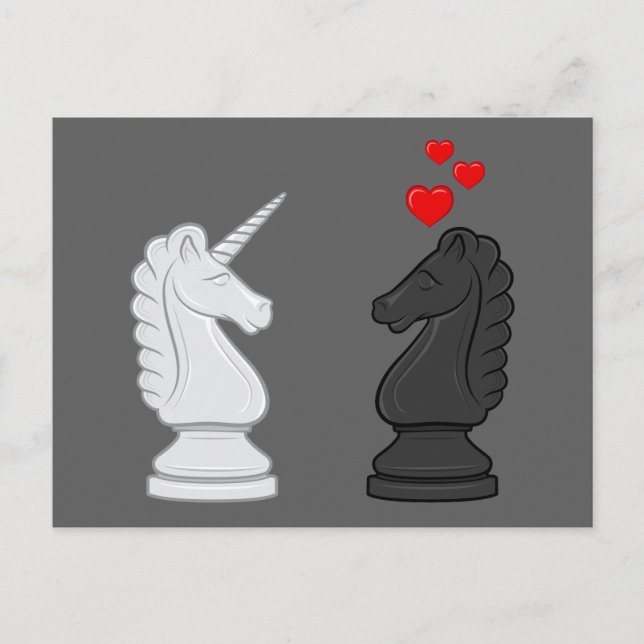 Unicorn Schach Knight Postkarte (Vorderseite)