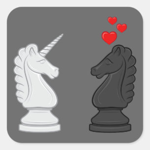 Unicorn Schach Knight Quadratischer Aufkleber