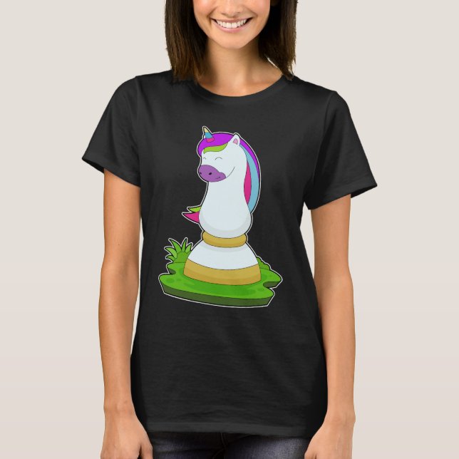 Unicorn Schachstück Ritterschach T-Shirt (Vorderseite)
