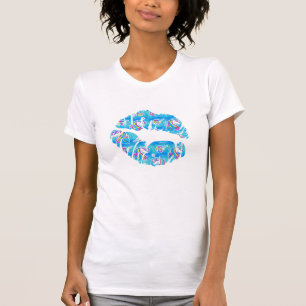 UNICORN Schillernde Aqua-Folie Metallic KISS LIPS T-Shirt