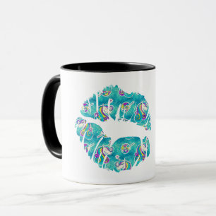 UNICORN Schillernde Teal-Folie Metallic KISS LIPS Tasse