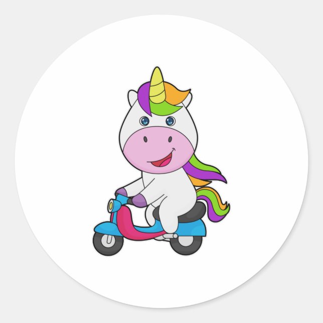 Unicorn Scooter Runder Aufkleber (Vorderseite)