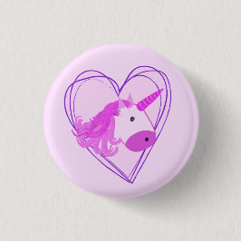 Unicorn Scribble Heart Valentine Button