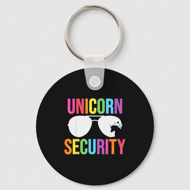 Unicorn Security Birthday Family Halloween Costume Schlüsselanhänger (Vorderseite)