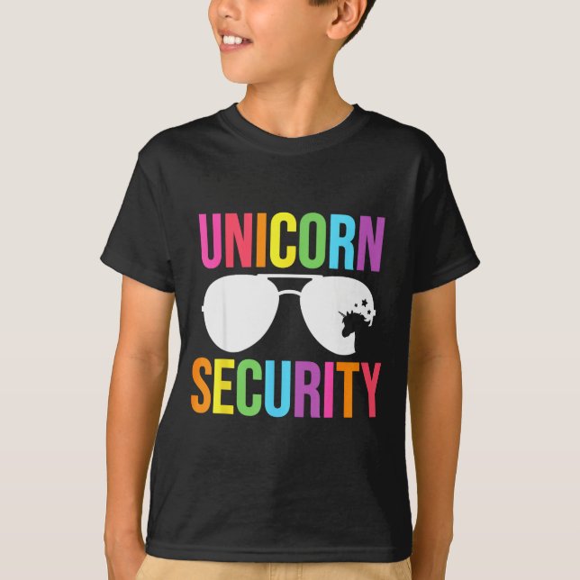 Unicorn Security Birthday Family Halloween Costume T-Shirt (Vorderseite)