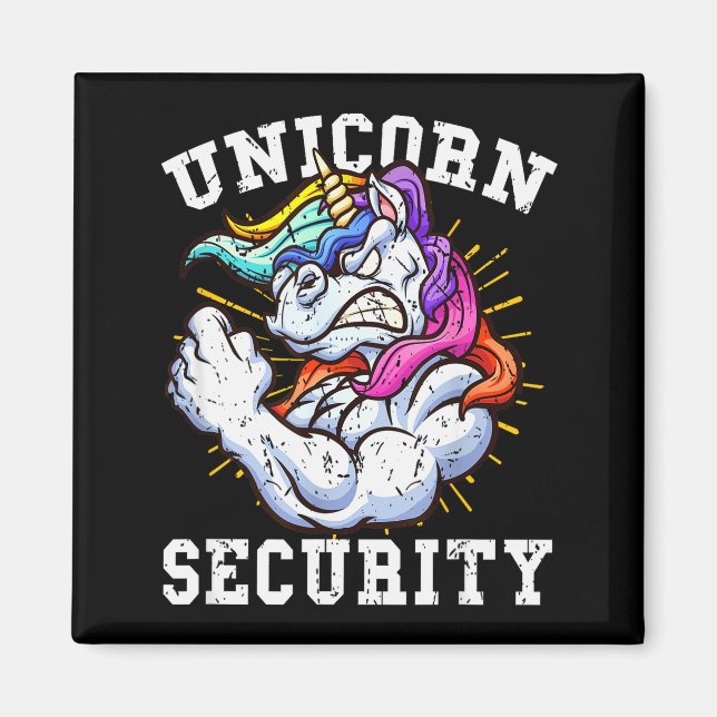 Unicorn Security - Manly Muscular Unicorn Lovers  Magnet (Vorne)