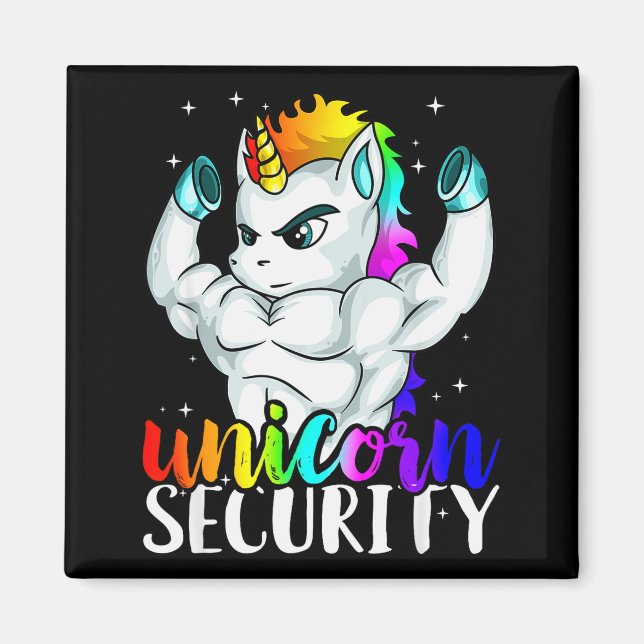 Unicorn Security Squad Muscle Tee Funny Dad Brothe Magnet (Vorne)