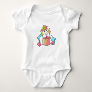 Unicorn Shy mit Kissen Baby Strampler