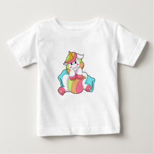 Unicorn Shy mit Kissen Baby T-shirt
