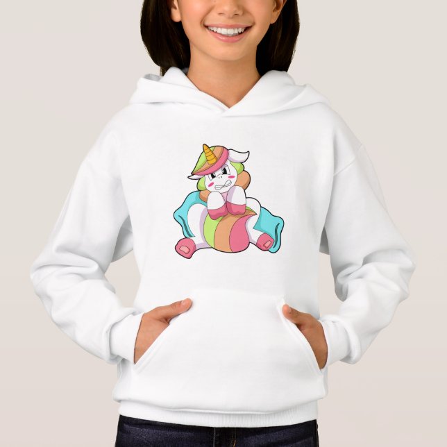 Unicorn Shy mit Kissen Hoodie (Vorderseite)