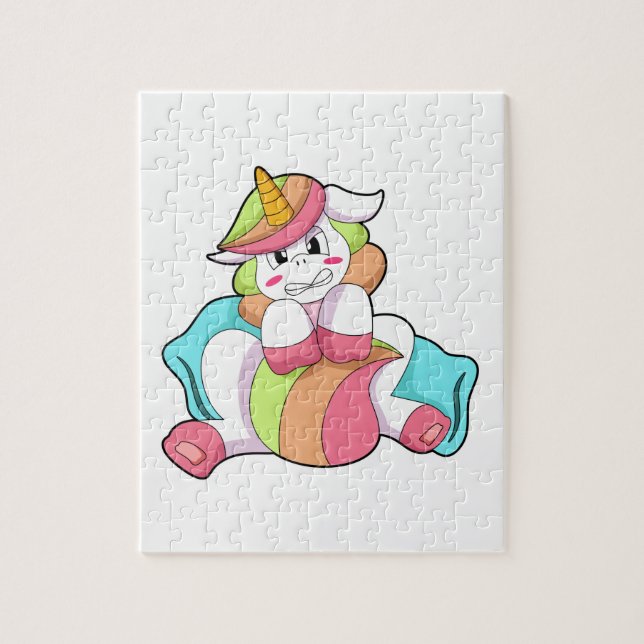 Unicorn Shy mit Kissen Puzzle (Vertikal)