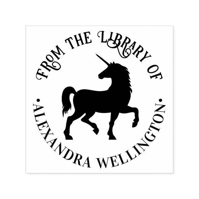 Unicorn-Silhouette "From the Library" Permastempel (Design)