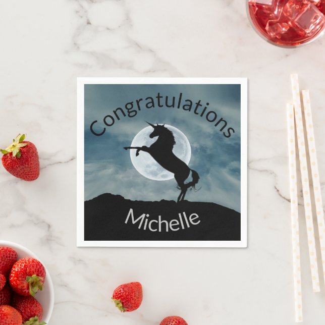 Unicorn Silhouette Moon General Herzlichen Glückwu Serviette (Beispiel)