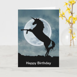 Unicorn Silhouette Vollmond Magischer Geburtstag Karte