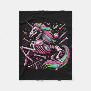 Unicorn Skeleton Fantasy Halloween Punk Rock Zombi Fleecedecke