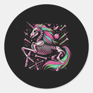 Unicorn Skeleton Fantasy Halloween Punk Rock Zombi Runder Aufkleber