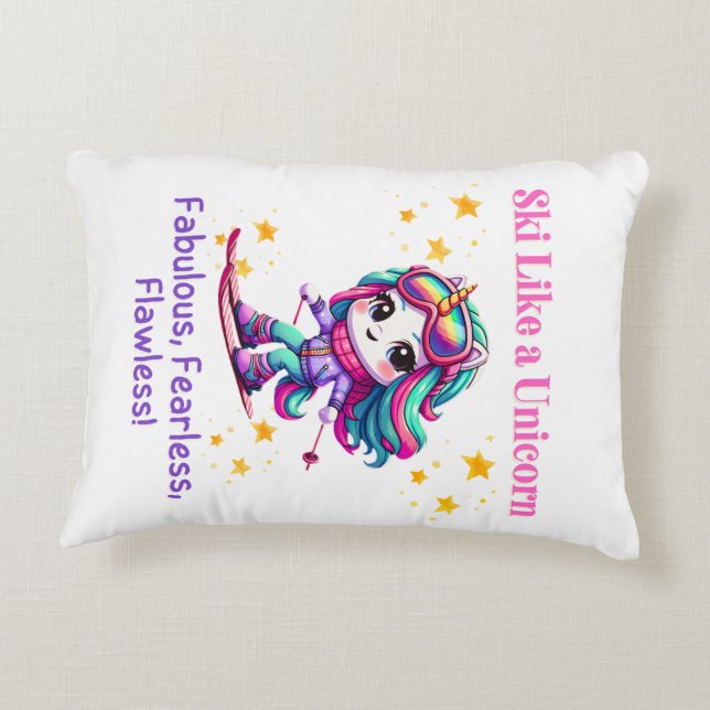 Unicorn Ski-Zaubergebirge Dekokissen (Rückseite)