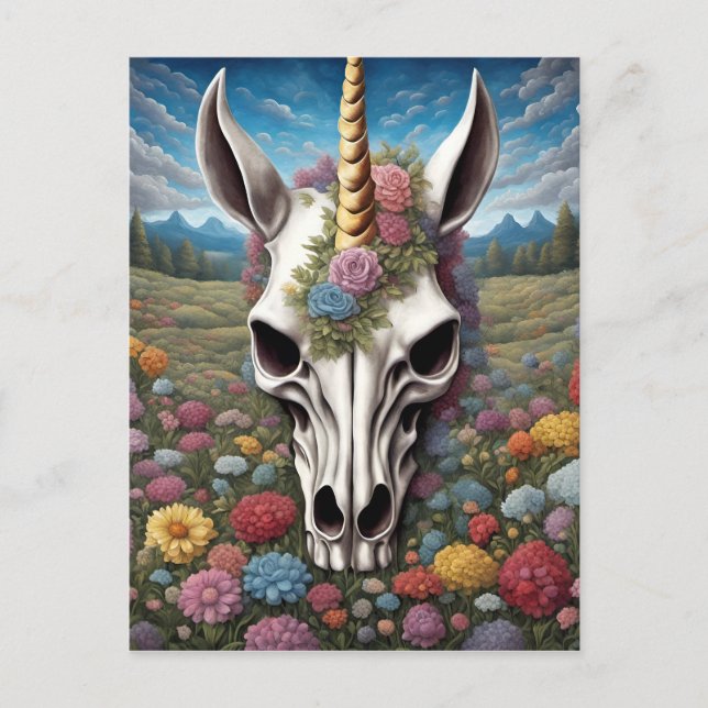 Unicorn Skull Postkarte (Vorderseite)