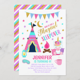 Unicorn Sleepover Party Geburtstag Einladung
