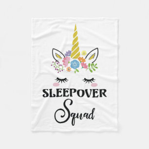 Unicorn Sleepover Squad Birthday Slumber Party Fleecedecke