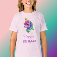 Unicorn Sleepover Squad pajama Gastgeschenk T - Sh