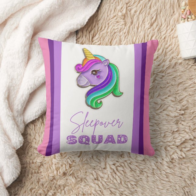Unicorn Sleepover Squad Pyjama Party Geschenk Kissen (Decke)