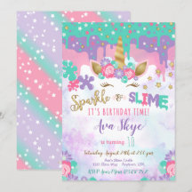 Unicorn Slime Birthday Einladung Slime Party