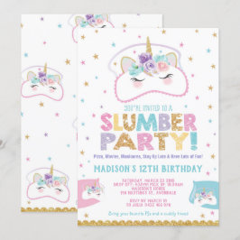 Unicorn Slumber Party Birthday Invitation Pajama Einladung