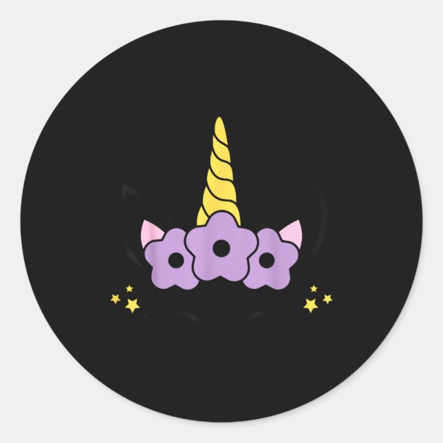 Unicorn Smile Eyelashes Kid Unicorns Flowers Wreat Runder Aufkleber (Vorderseite)