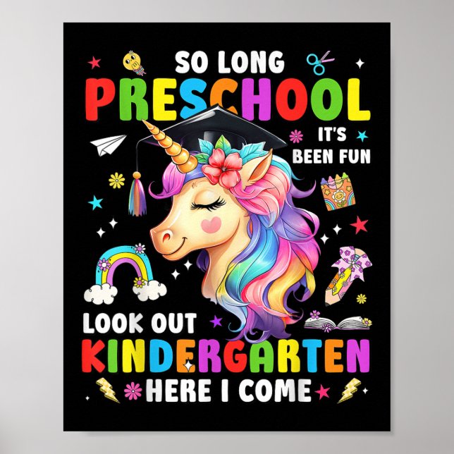 Unicorn So Long Pre K Graduation Kindergarten Here Poster (Vorne)