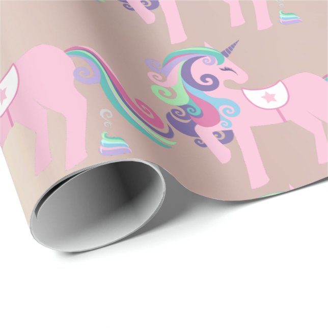 Unicorn Sparkl Glitzer Pink Floral Baby Paarly Geschenkpapier (Rolleneckpunkt)