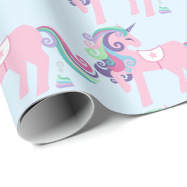 Unicorn Sparkl Glitzer Pink Floral Candy Baby Blue Geschenkpapier