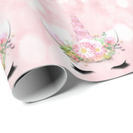 Unicorn Sparkl Glitzer Pink Floral Candy Girly Geschenkpapier