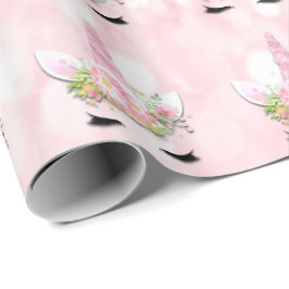 Unicorn Sparkl Glitzer Pink Floral Pastel Girl Geschenkpapier