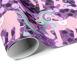 Unicorn Sparkl Glitzer Pink Sequin Baby Lavender Geschenkpapier