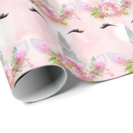 Unicorn Sparkl Glitzer Rosa Blütenblättrige Blüte Geschenkpapier