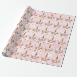 Unicorn Sparkl Glitzer Rosa Flora Geschenkpapier