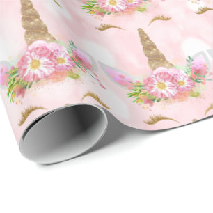 Unicorn Sparkl Glitzer Rosa Flora Geschenkpapier